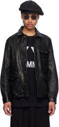 YOHJI YAMAMOTO Black Waxed Leather Jacket