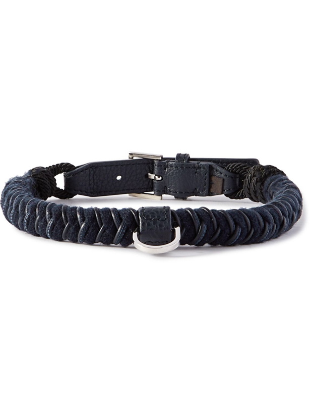 Photo: Loro Piana - Scooby Large Woven Cord and Leather Dog Collar - Blue