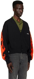 Givenchy Black & Red Embroidered Cardigan