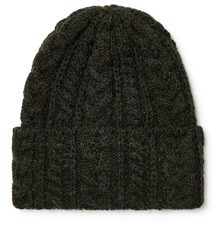 Photo: Drake's - Cable-Knit Wool Beanie - Green