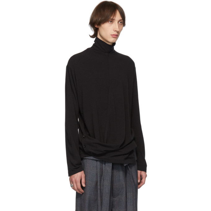 Yohji Yamamoto Black Diagonal Turtleneck Yohji Yamamoto