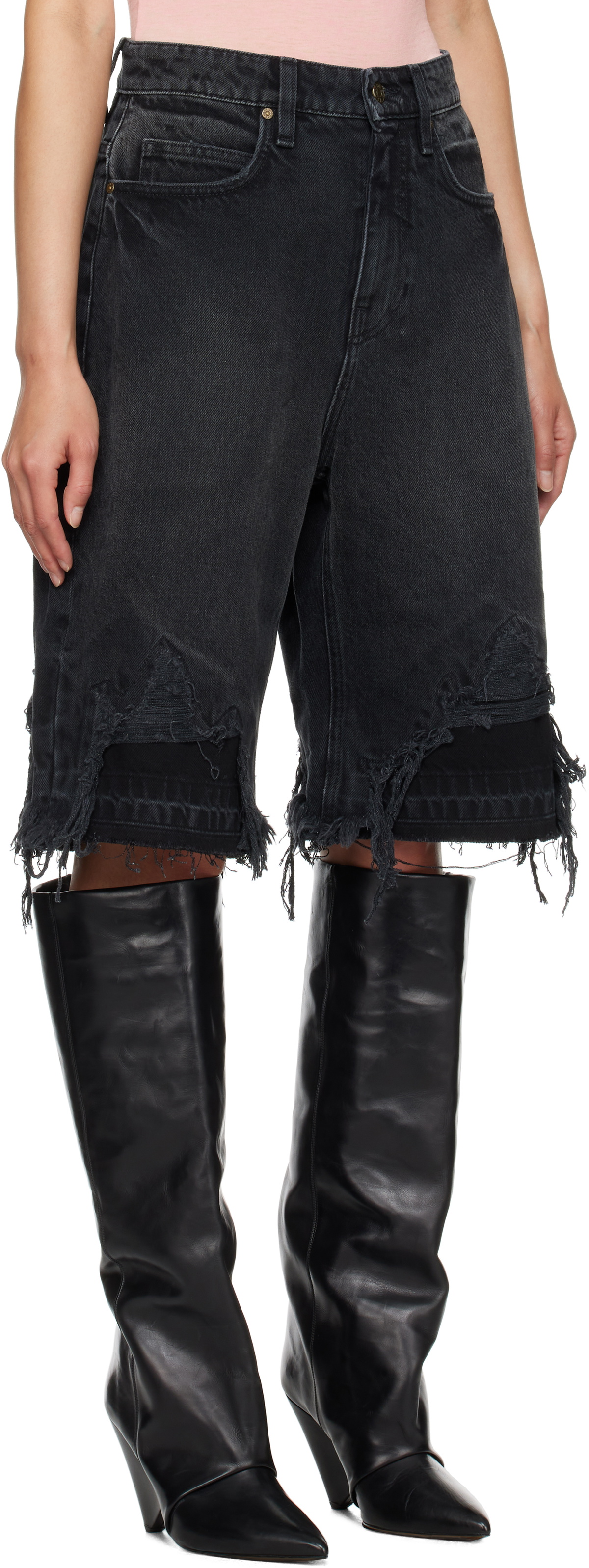 GUESS USA Black Distressed Denim Shorts