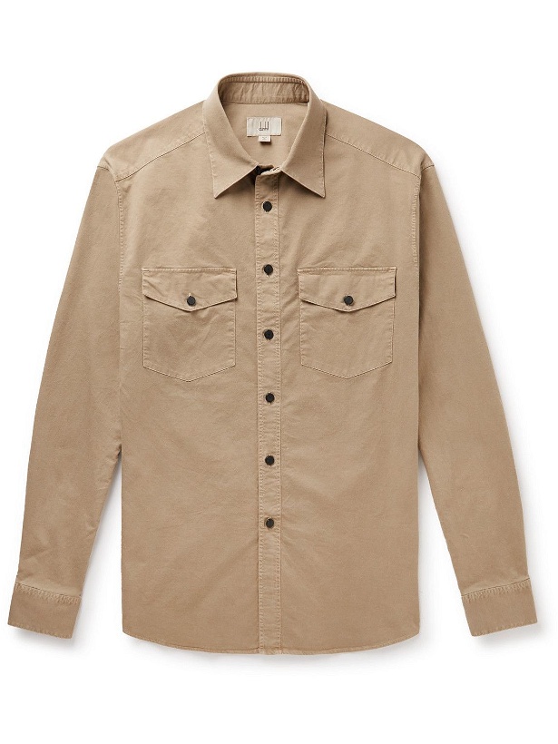 Photo: Dunhill - Garment-Dyed Cotton-Blend Twill Western Shirt - Neutrals