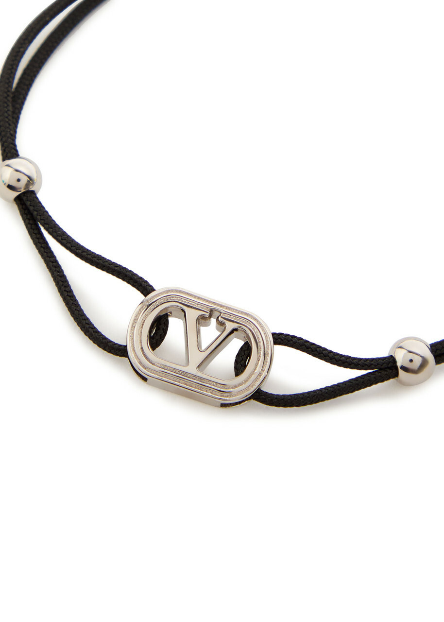 Valentino Garavani Vlogo Plaque Cord Bracelet - Black - One Size