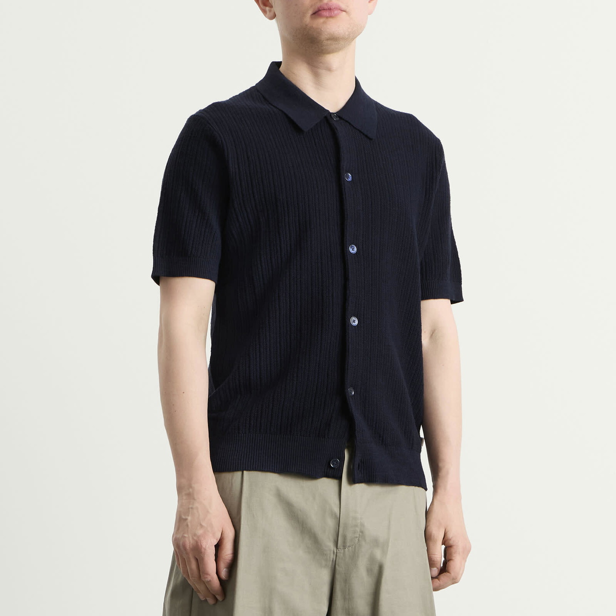 NN07 Men's Nolan Polo Cardigan in Navy Blue