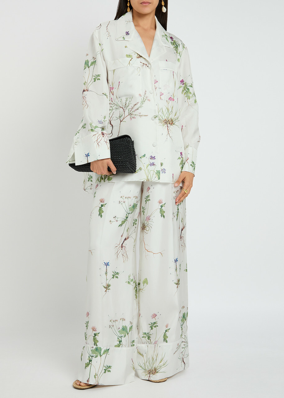 Erdem Printed Silk Pyjama Trousers No Colour