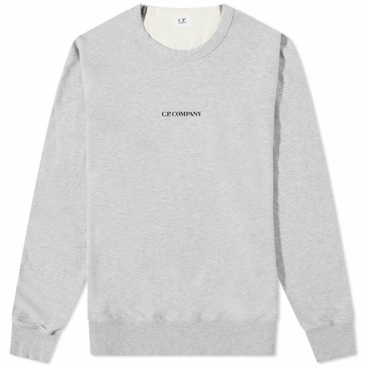 Photo: C.P. Company Men's Centre Logo Crew Sweat in Grey Melange