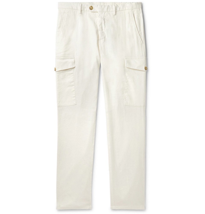 Photo: Thom Sweeney - Slim-Fit Linen and Cotton-Blend Cargo Trousers - White