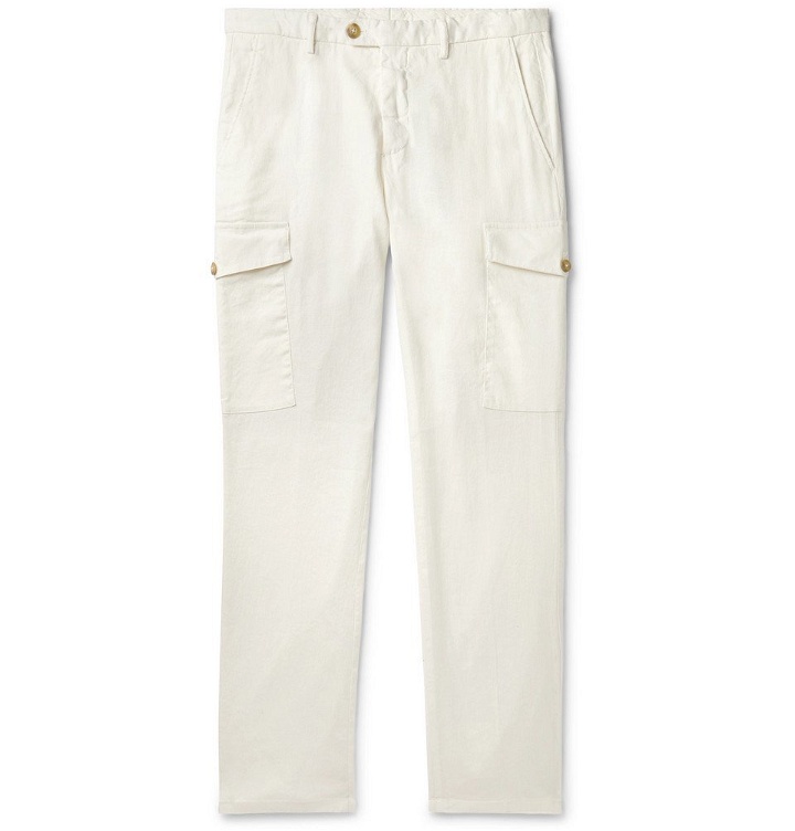 Photo: Thom Sweeney - Slim-Fit Linen and Cotton-Blend Cargo Trousers - White