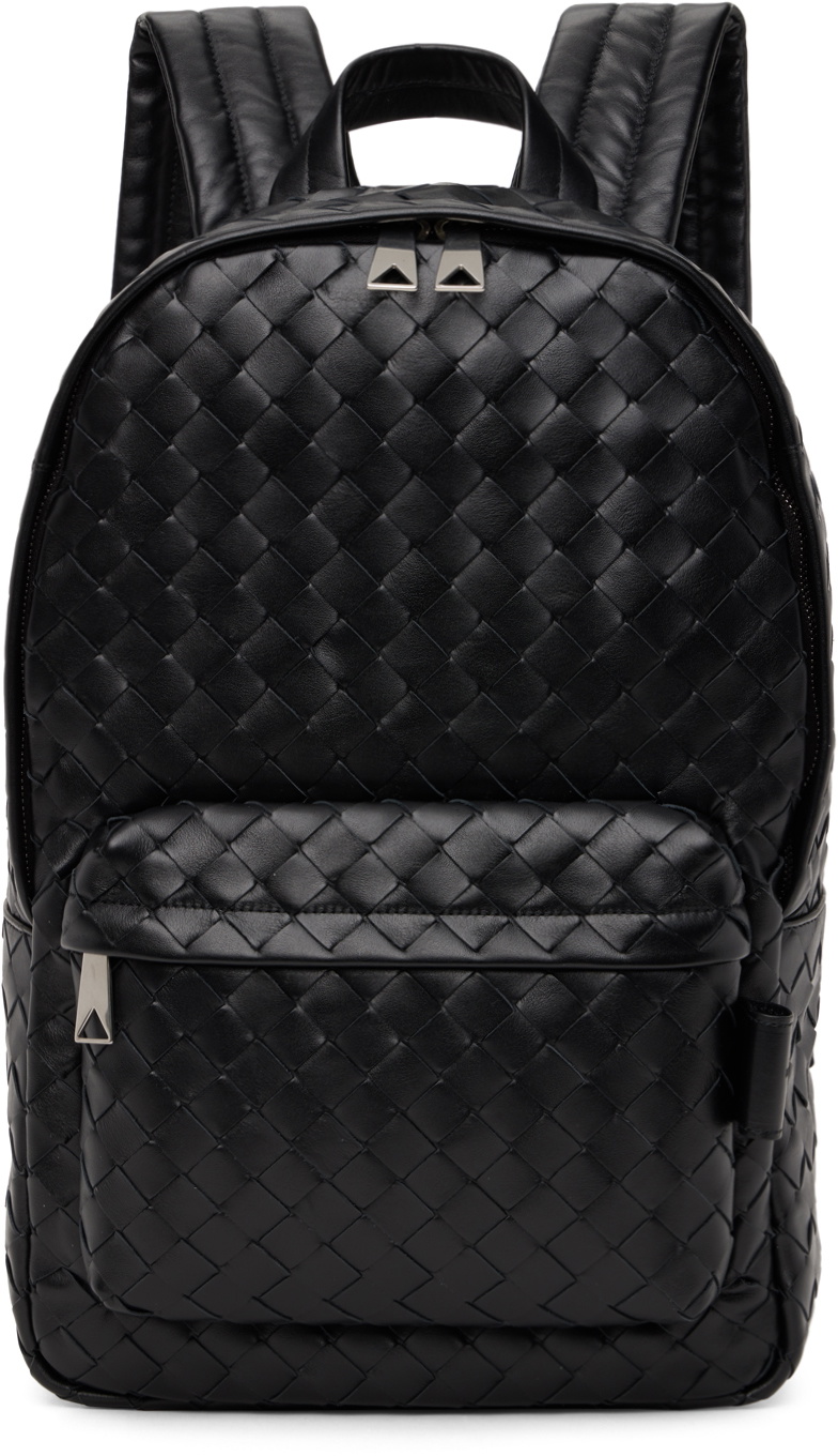 Bottega Veneta Black Intrecciato Leather Backpack Bottega Veneta
