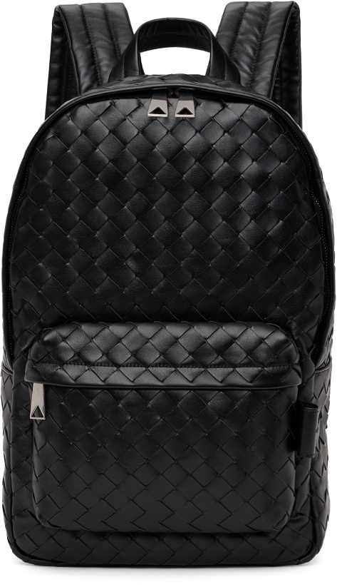 Photo: Bottega Veneta Black Intrecciato Leather Backpack