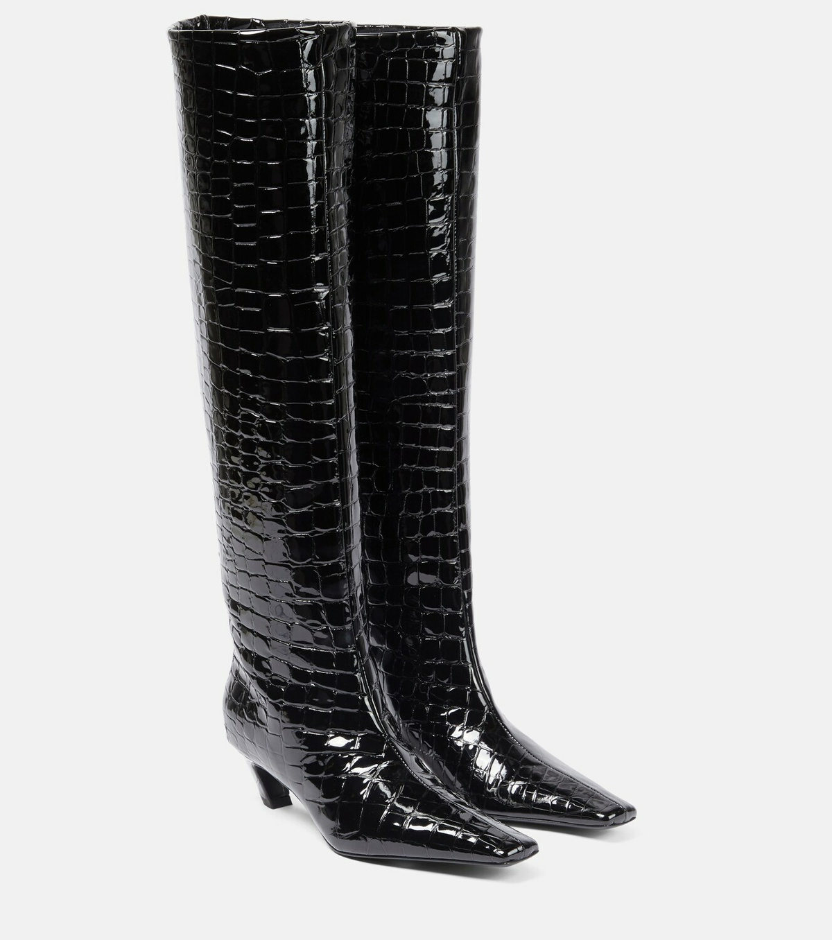 Khaite - Davis croc-effect leather knee-high boots Khaite