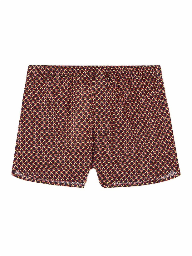 Photo: Derek Rose - Ledbury 65 Slim-Fit Printed Cotton-Poplin Boxer Shorts - Brown
