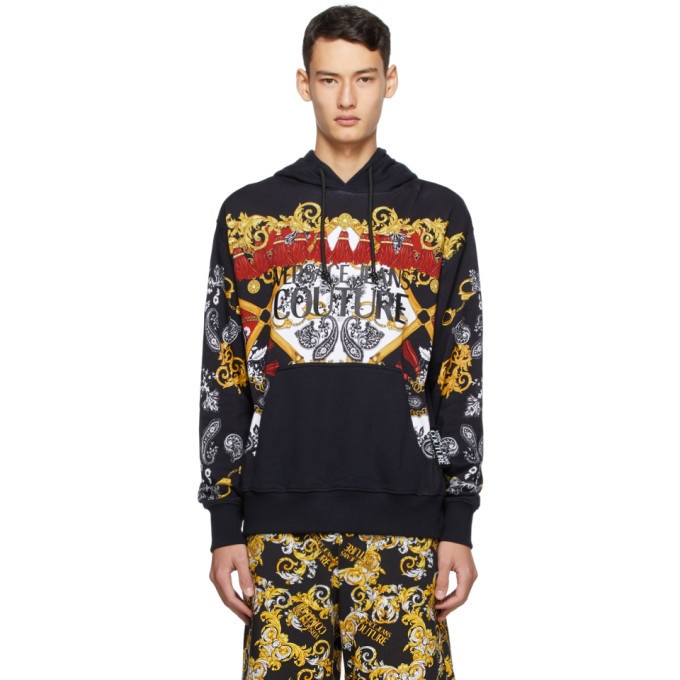 Photo: Versace Jeans Couture Black Paisley Fantasy Logo Hoodie
