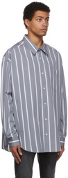 AMI Alexandre Mattiussi Grey Striped Oversized Shirt