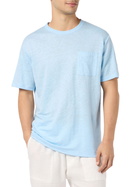 MC2 Saint Barth Man Light Blue Linen Jersey T-shirt Ecstasea With Pocket