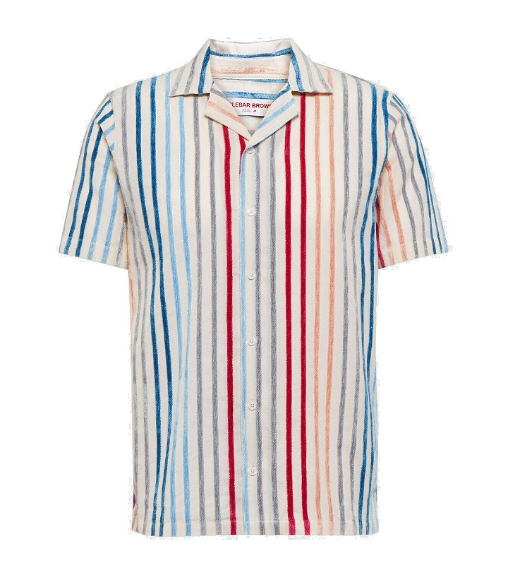 Photo: Orlebar Brown Hibbert striped chenille bowling shirt