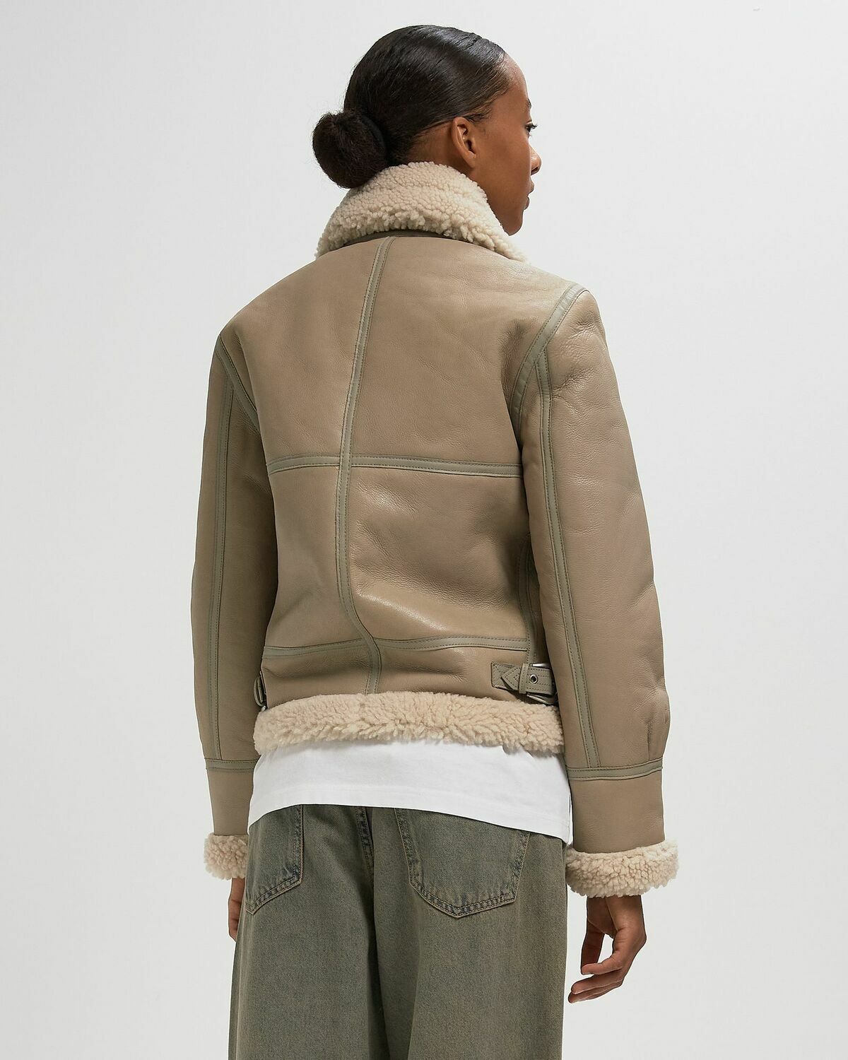 Schott NYC LCW1257 JACKET Beige Womens Bomber Jacket