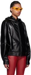 Mowalola Black Mask Faux-Leather Jacket