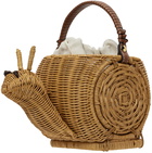 Staud Beige Escargot Wicker Basket Bag