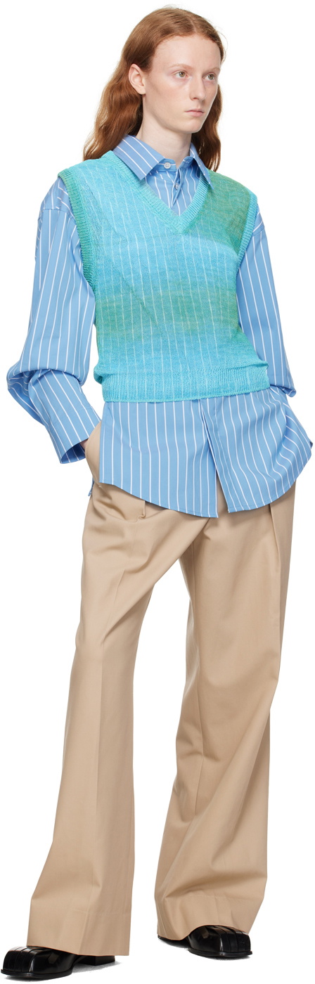 Wooyoungmi Blue Gradient Stripe Vest