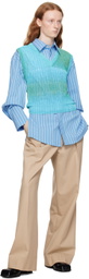 Wooyoungmi Blue Gradient Stripe Vest