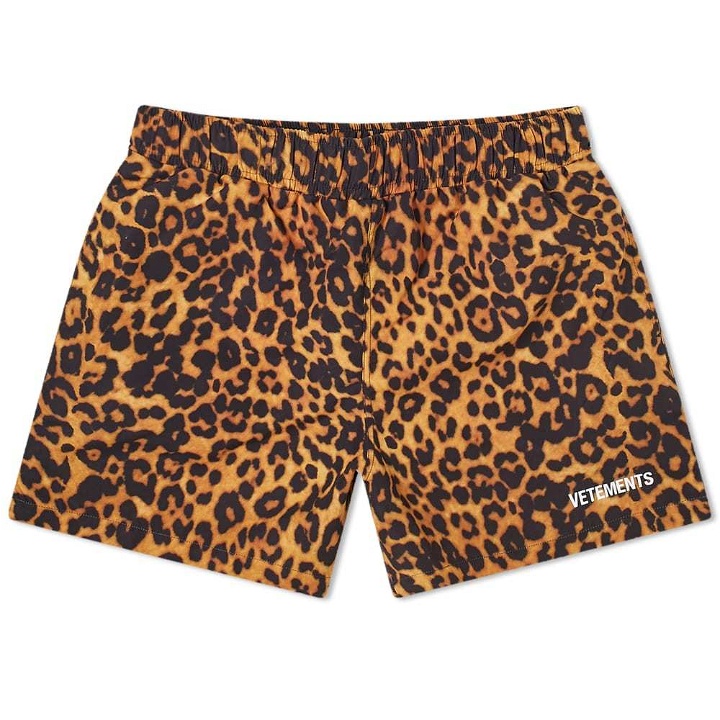 Photo: VETEMENTS Leopard Logo Swim Short