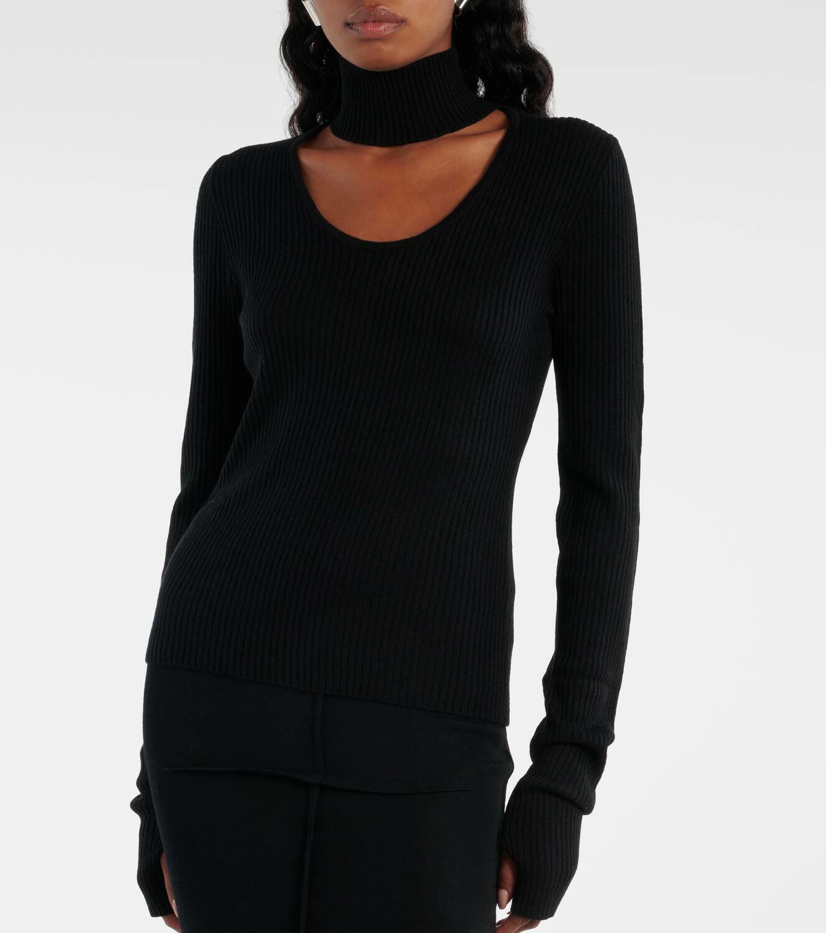 Didu Cutout ribbed-knit turtleneck top