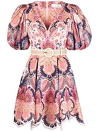 ZIMMERMANN - Printed Linen Short Dress