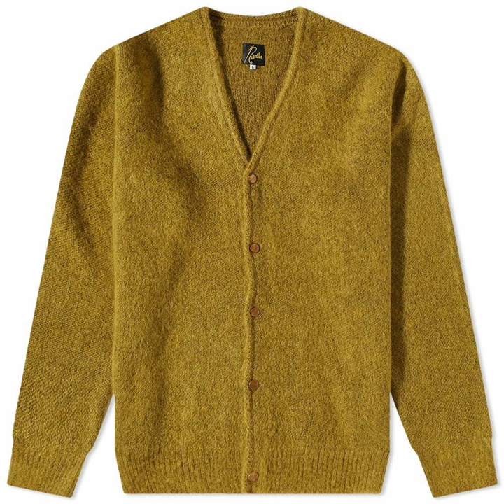 Photo: Needles Men's Mohair Solid Cardigan in Olive