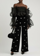 Sister Jane Invitation Embellished Velvet Trousers Black