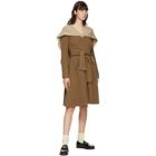 JW Anderson Tan Cape V-Neck Mid-Length Dress