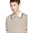 Band of Outsiders White and Beige Stripe Polo