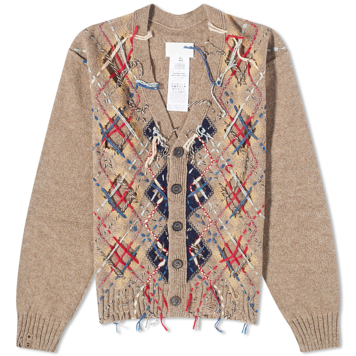 Pull Cardigan Homme Vintage – Beige Argyle – Taille M – Zip – État Correct