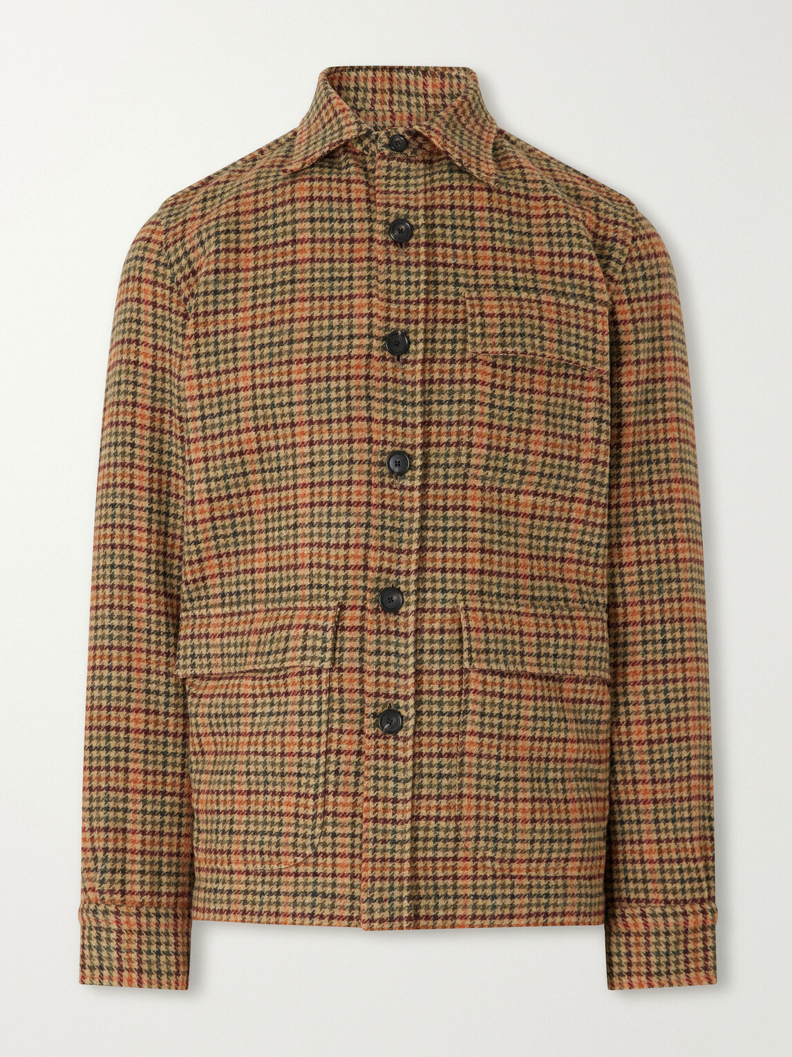 De Petrillo - Houndstooth Virgin Wool Overshirt - Brown
