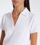 Vince Ribbed-knit cotton-blend polo shirt