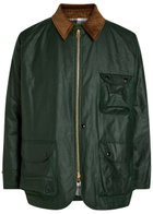 Drake's Patch Pocket Waxed Quilted Jacket Dark Green