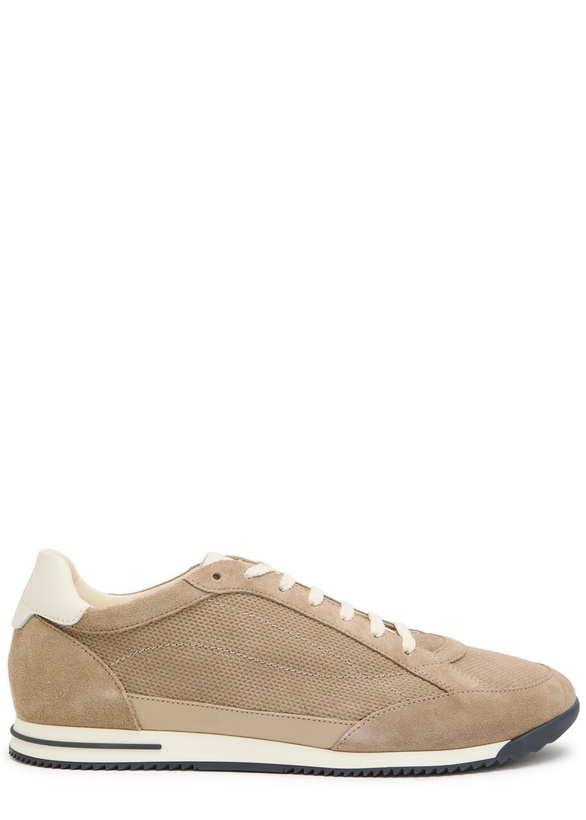 Photo: Brunello Cucinelli Panelled Suede Sneakers Brown