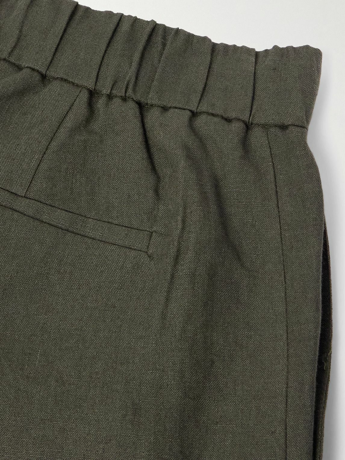 De Bonne Facture - Lounge Straight-Leg Linen Drawstring Shorts - Green