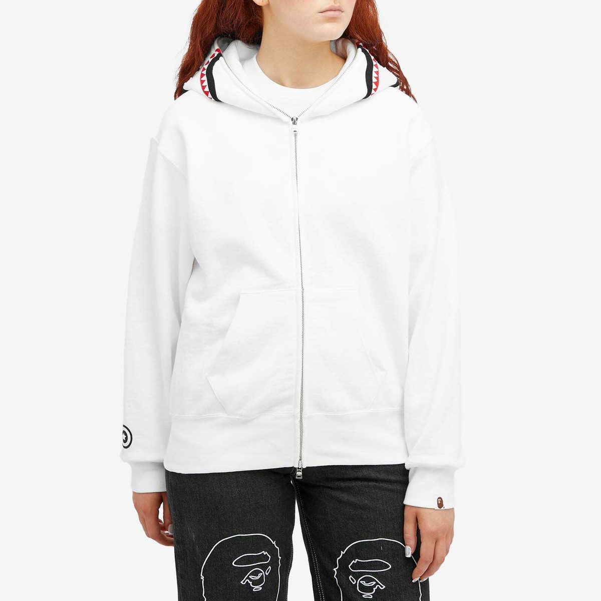 A Bathing Ape Women's Shark Full Zip Hoodie in White