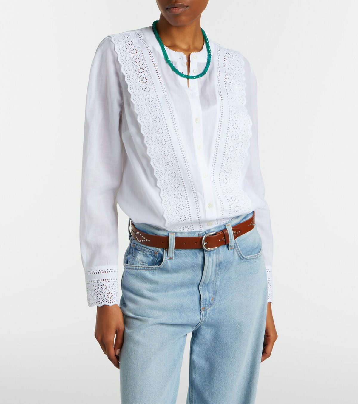 Veronica Beard Clermont broderie anglaise cotton-blend shirt