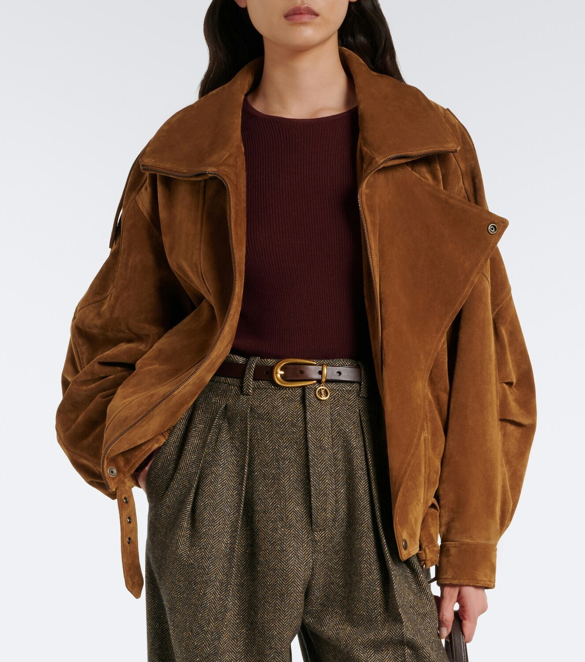 Saint Laurent Ribbed-knit wool, cashmere, and silk top