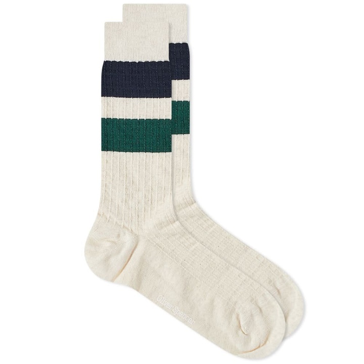 Photo: Oliver Spencer Men's Miller Sports Socks in Cream/Green