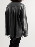 BALENCIAGA - Distressed Denim Overshirt - Black - XS