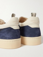 Officine Creative - Kombined Suede-Trimmed Leather Sneakers - Blue