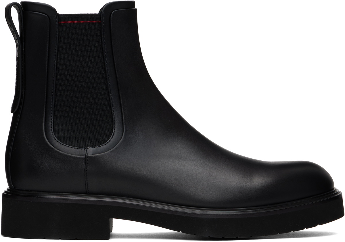 Ferragamo Black Calfskin Chelsea Boots
