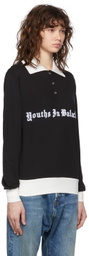 Youths in Balaclava Black & White Flocked Print Long Sleeve T-Shirt
