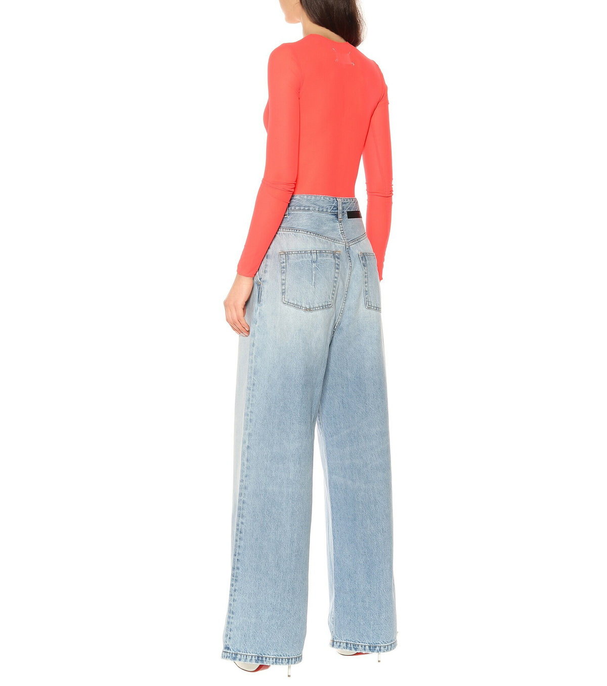 Unravel - Lace-up high-rise wide-leg jeans