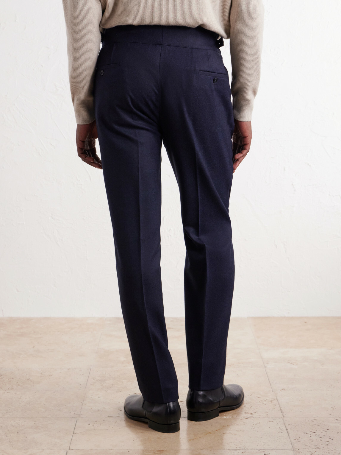 Rubinacci - Manny Tapered Mélange Virgin Wool-Twill Trousers - Blue