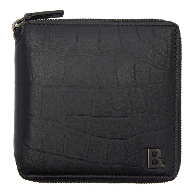 Photo: Balenciaga Black Croc Square Wallet